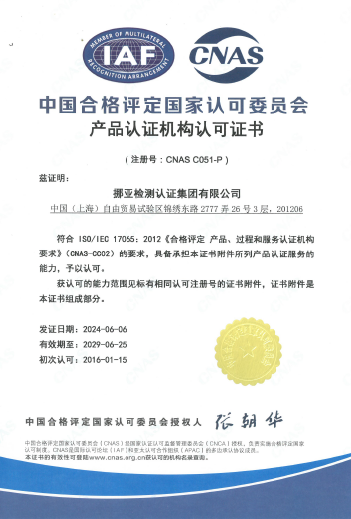 CNAS C051-P Accreditation